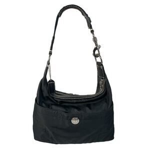 COACH Hampton Weekender Vintage No. 4984 Black Silver Nylon Shoulder Bag